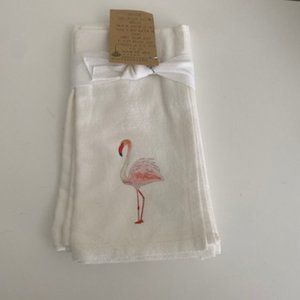Set of 4 Happenstance Creations flamingo tea towels  NWT